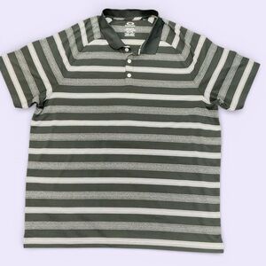 Oakley Men's Polo with Gray and White Stripes